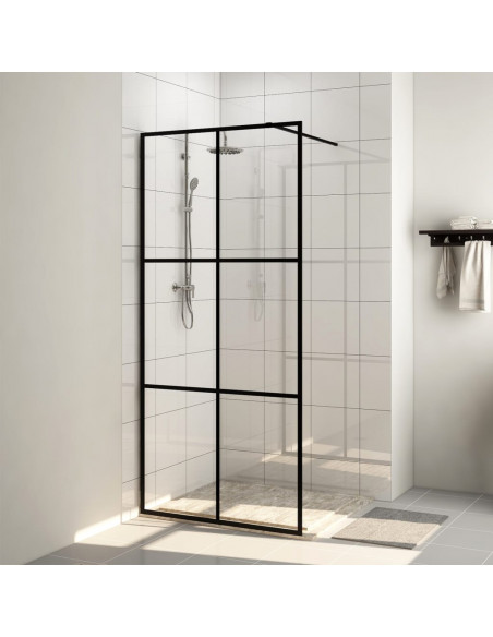 Parete per Doccia Walk-in Vetro Trasparente ESG Nera 100x195 cm