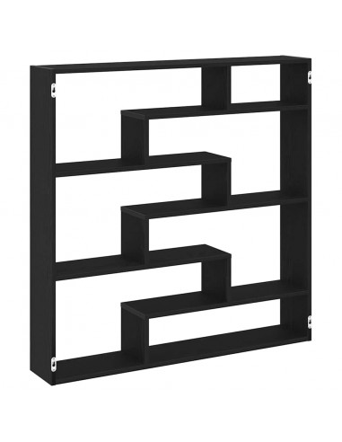 Mensola a Cubo da Parete 7 Scomparti in Truciolato Nero