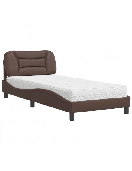 GiroLetto con Materasso Marrone 90x200 cm in Similpelle