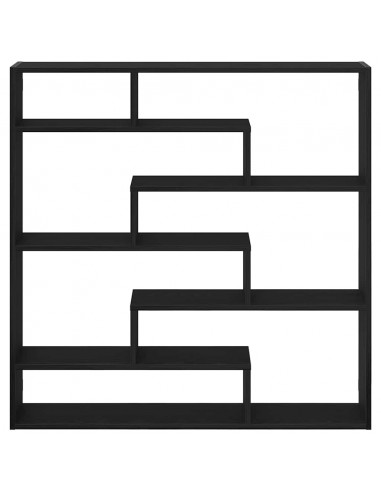 Mensola a Cubo da Parete 7 Scomparti in Truciolato Nero