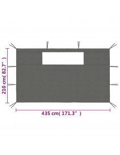 Pareti con Finestre per Gazebo 2 pz Antracite