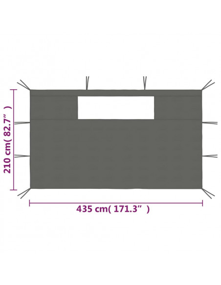 Pareti con Finestre per Gazebo 2 pz Antracite