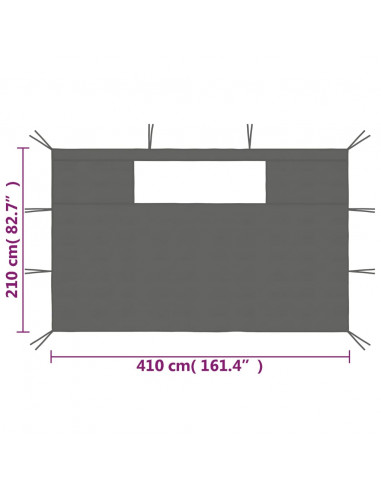 Pareti con Finestre per Gazebo 2 pz Antracite