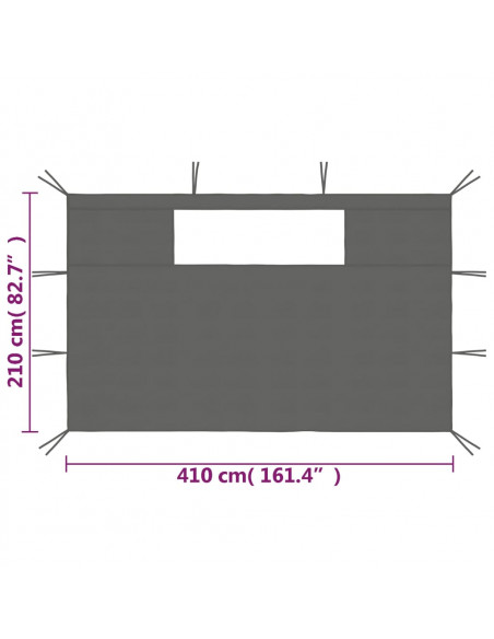 Pareti con Finestre per Gazebo 2 pz Antracite