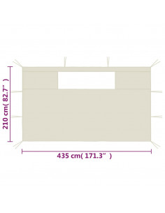 Pareti con Finestre per Gazebo 2 pz Crema