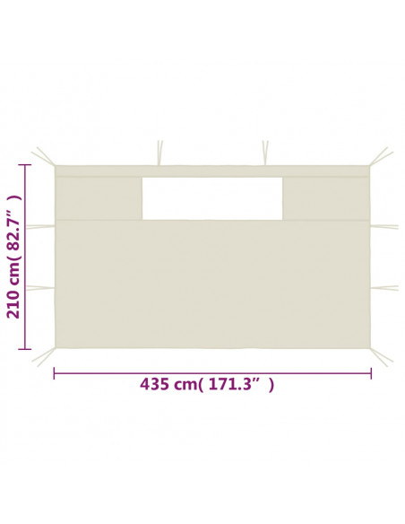 Pareti con Finestre per Gazebo 2 pz Crema