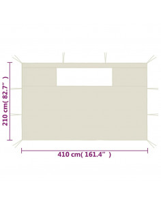 Pareti con Finestre per Gazebo 2 pz Crema