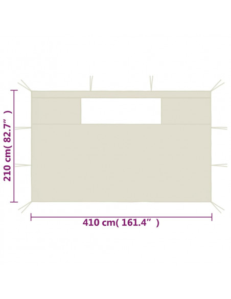 Pareti con Finestre per Gazebo 2 pz Crema