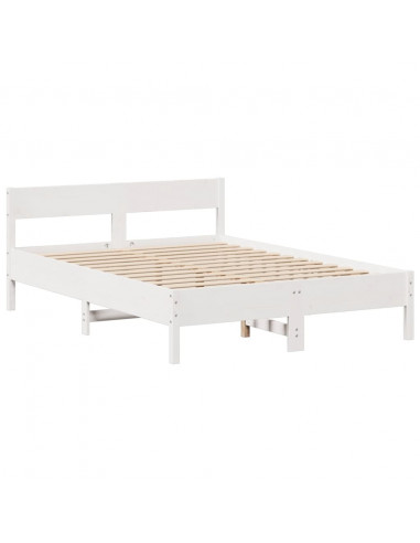 Letto Libreria senza Materasso Bianco 135x190 cm Legno di Pino