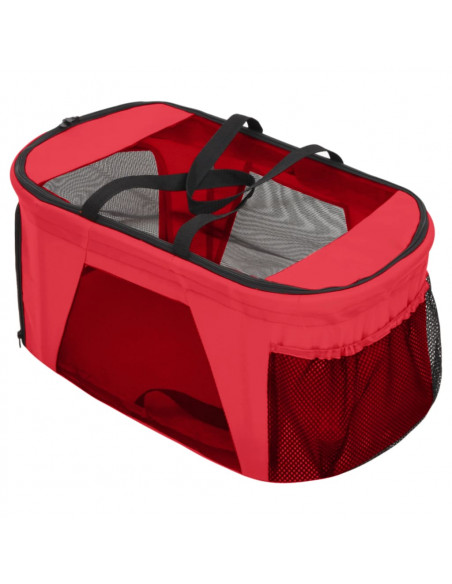 Passeggino Cani Pieghevole 2 Livelli Rosso 83x48x97cm Tessuto