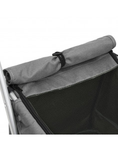 Passeggino Cani Pieghevole Grigio 100x49x96cm Tessuto di Lino