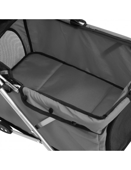 Passeggino Cani Pieghevole Grigio 76x50x100cm Tessuto Oxford