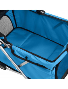 Passeggino per Cani Pieghevole Blu 76x50x100cm Tessuto Oxford