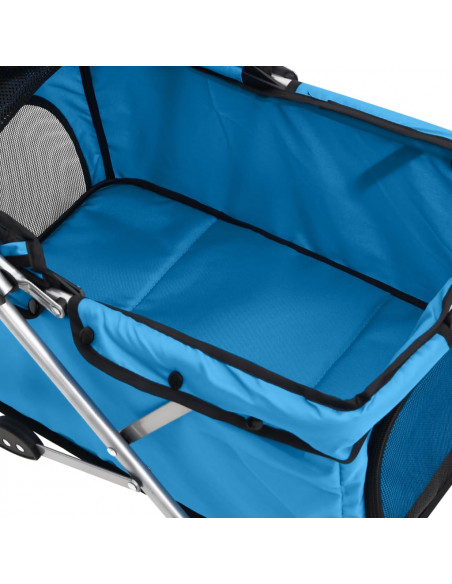 Passeggino per Cani Pieghevole Blu 76x50x100cm Tessuto Oxford