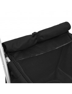 Passeggino per Cani Pieghevole Nero 100x49x96cm Tessuto di Lino