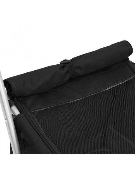 Passeggino per Cani Pieghevole Nero 100x49x96cm Tessuto di Lino