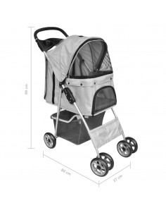 Passeggino per Cani/Gatti Pieghevole Grigio
