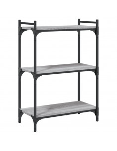 Libreria a 3 Ripiani Grigio Sonoma 60x30x86cm Legno Multistrato 2