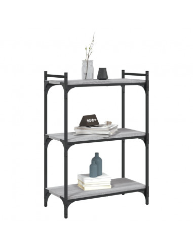 Libreria a 3 Ripiani Grigio Sonoma 60x30x86cm Legno Multistrato