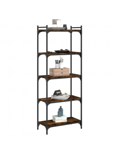 Libreria a 5 Ripiani Rovere Fumo 60x30x154 cm Legno Multistrato