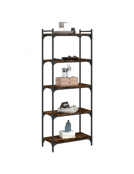 Libreria a 5 Ripiani Rovere Fumo 60x30x154 cm Legno Multistrato