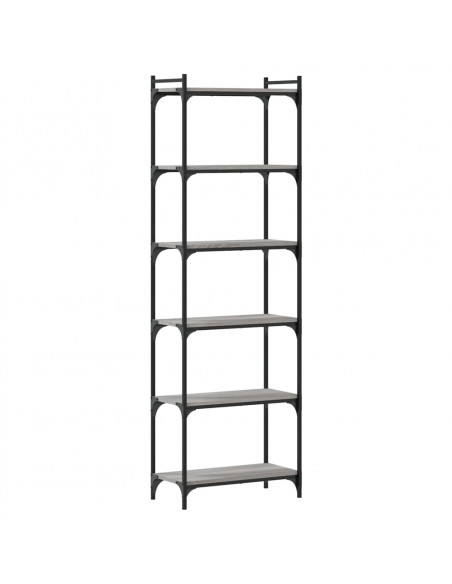 Libreria 6 Ripiani Grigio Sonoma 60x30x188cm Legno Multistrato