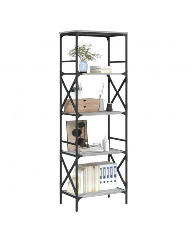Libreria 5 Ripiani Grigio Sonoma 59x35x171 cm Legno Multistrato