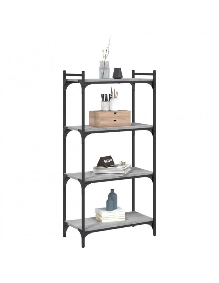 Libreria 4 Ripiani Grigio Sonoma 60x30x120cm Legno Multistrato
