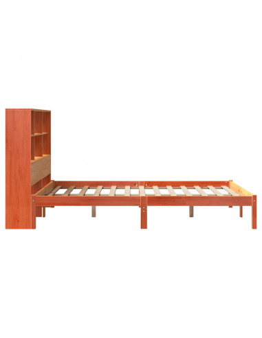 Letto Libreria senza Materasso Marrone Cera 160x200 cm in Pino