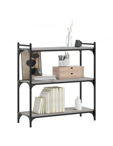 Libreria a 3 Ripiani Grigio Sonoma 80x30x86cm Legno Multistrato