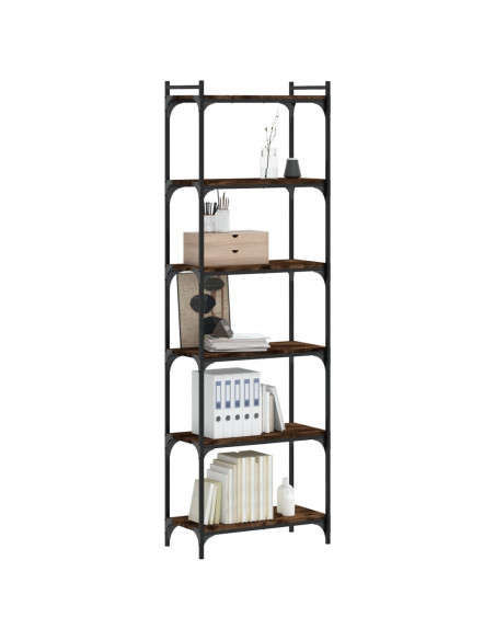 Libreria a 6 Ripiani Rovere Fumo 60x30x188 cm Legno Multistrato
