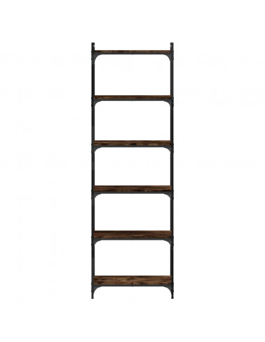 Libreria a 6 Ripiani Rovere Fumo 60x30x188 cm Legno Multistrato