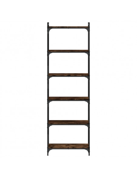 Libreria a 6 Ripiani Rovere Fumo 60x30x188 cm Legno Multistrato