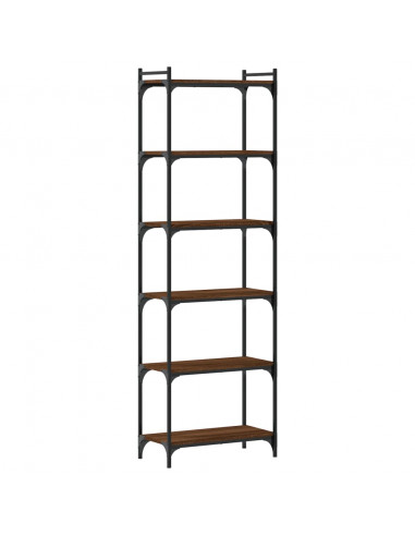 Libreria 6 Ripiani Rovere Marrone 60x30x188cm Legno Multistrato