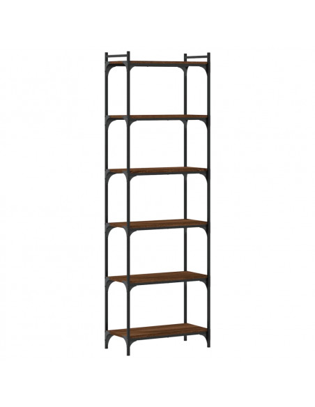 Libreria 6 Ripiani Rovere Marrone 60x30x188cm Legno Multistrato