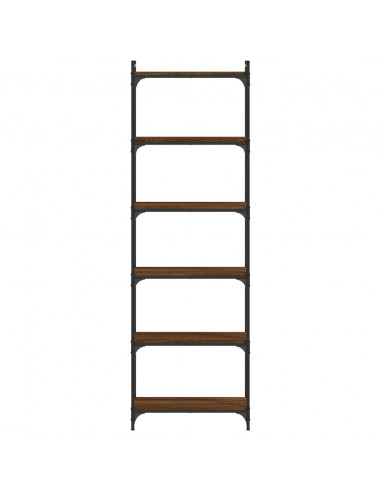 Libreria 6 Ripiani Rovere Marrone 60x30x188cm Legno Multistrato