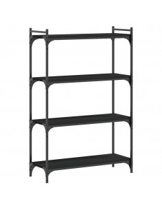 Libreria a 4 Ripiani Nera 80x30x120 cm in Legno Multistrato 2