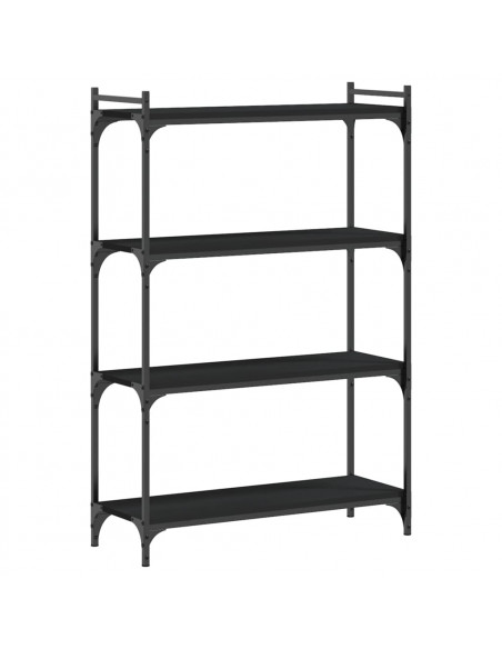 Libreria a 4 Ripiani Nera 80x30x120 cm in Legno Multistrato