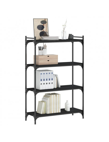 Libreria a 4 Ripiani Nera 80x30x120 cm in Legno Multistrato