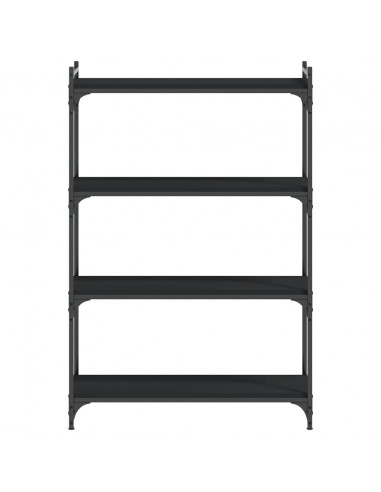 Libreria a 4 Ripiani Nera 80x30x120 cm in Legno Multistrato