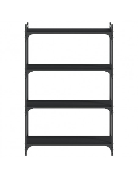 Libreria a 4 Ripiani Nera 80x30x120 cm in Legno Multistrato