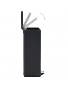 Pattumiera a Pedale Anti-Impronte 30 L Nera in Acciaio Inox