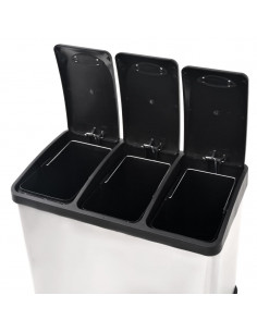 Pattumiera a Pedale per Riciclo in Acciaio Inossidabile 24 L