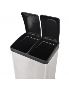 Pattumiera a Pedale per Riciclo in Acciaio Inossidabile 36 L