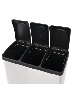 Pattumiera a Pedale per Riciclo in Acciaio Inossidabile 54 L