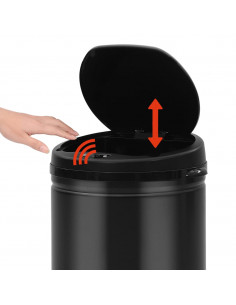 Pattumiera Automatica con Sensore 30 L Acciaio al Carbonio Nero
