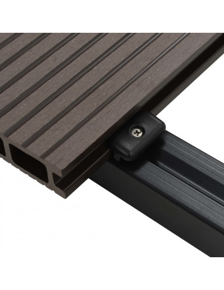 Pavimento Esterni in WPC Cavo Accessori 36m² 2,2m Marrone Scuro