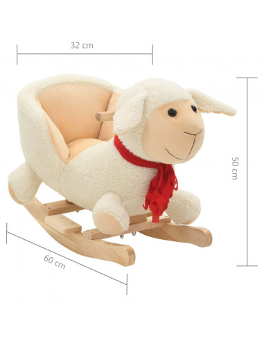 Pecora a Dondolo con Schienale in Peluche 60x32x50cm Bianco