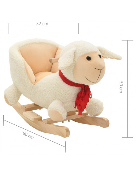 Pecora a Dondolo con Schienale in Peluche 60x32x50cm Bianco