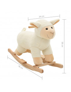 Pecora a Dondolo in Peluche 78x34x58 cm Bianca